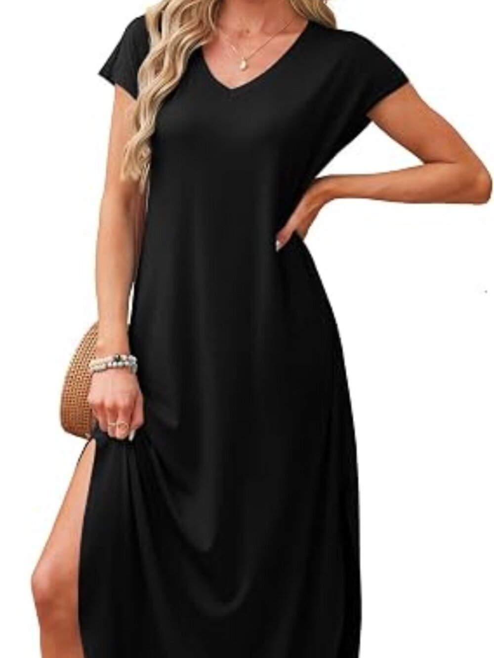 RUMIA Summer Maxi Dresses for Women Cap Sleeve Long Sundress with Pockets